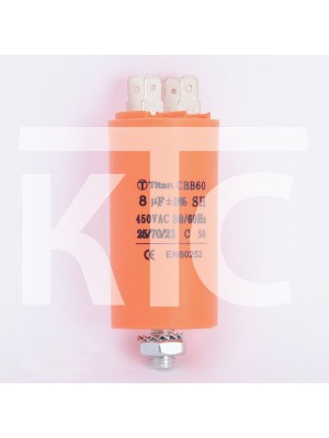 Конденсатор 8 мкф 450VAC CBB60E клеммы+болт (019351)