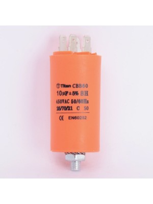 Конденсатор 10 мкф 450VAC CBB60E клеммы+болт (019352)