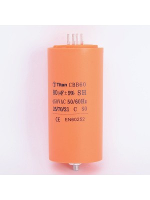 Конденсатор 80 мкф 450VAC CBB60E клеммы+болт (019365)