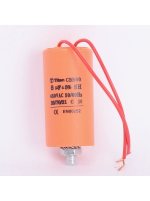 Конденсатор 8 мкф 450VAC CBB60G гибкие выводы+болт (019372)