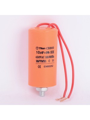 Конденсатор 10 мкф 450VAC CBB60G гибкие выводы+болт (019373)
