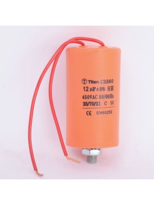 Конденсатор 12 мкф 450VAC CBB60G гибкие выводы+болт (019374)