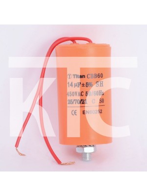 Конденсатор 14 мкф 450VAC CBB60G гибкие выводы+болт (019375)