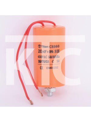 Конденсатор 20 мкф 450VAC CBB60G гибкие выводы+болт (019376)