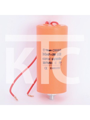 Конденсатор 30 мкф 450VAC CBB60G гибкие выводы+болт (019378)