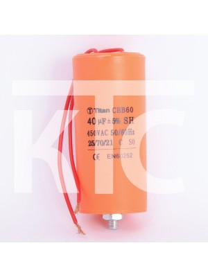 Конденсатор 40 мкф 450VAC CBB60G гибкие выводы+болт (019380)