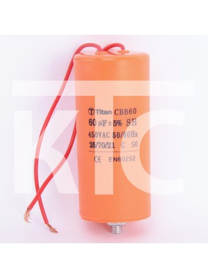 Конденсатор 60 мкф 450VAC CBB60G гибкие выводы+болт (019382)