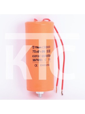 Конденсатор 70 мкф 450VAC CBB60G гибкие выводы+болт (019383)