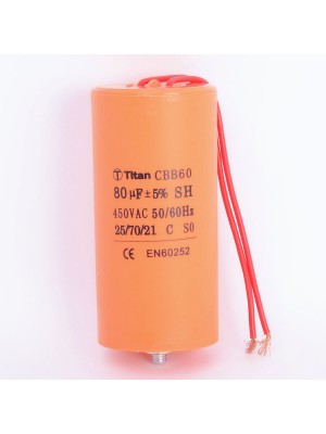 Конденсатор 80 мкф 450VAC CBB60G гибкие выводы+болт (019384)
