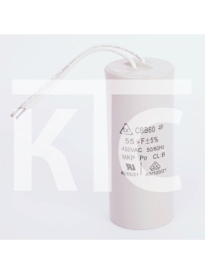 Конденсатор 55 мкф 450VAC CBB60 гибкие выводы (019400)