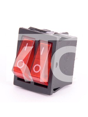 Кнопка красная KCD3-606 16A/250VAC 4 контакта/2 клавиши (019730)