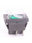 Кнопка зеленая KCD4 15A/250VAC 4 контакта / 1 клавиша / рамка (019729)