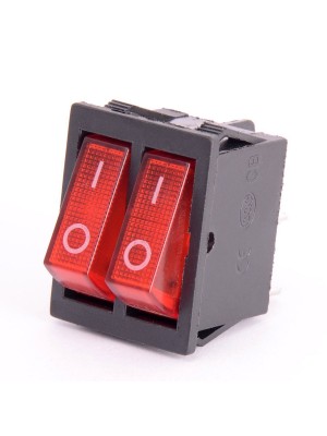 Кнопка красная KCD3-606 16A/250VAC 6 контактов / 2 клавиши (019731)