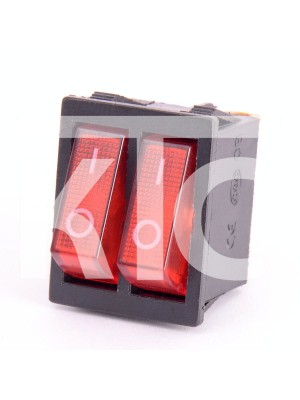 Кнопка красная KCD3-2 16A/250VAC 6 контактов / 2 клавиши (019732)