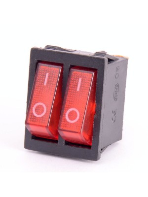 Кнопка красная KCD3-2 16A/250VAC 6 контактов / 2 клавиши (019732)
