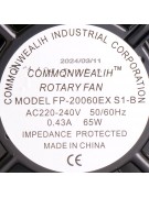 Вентилятор FP-20060EX-S1-B 220V/65W квадратный (021944)