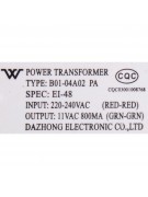Трансформатор B01-04A02 PA 11VAC 800mA EI-48 (021985) Трансформатор B01-04A02 PA 11VAC 800mA EI-48 (021985)