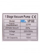Насос вакуумный VP 60 (одноступенчатый, 60 л/мин) (022714) Насос вакуумный VP 60 (одноступенчатый, 60 л/мин) (022714)